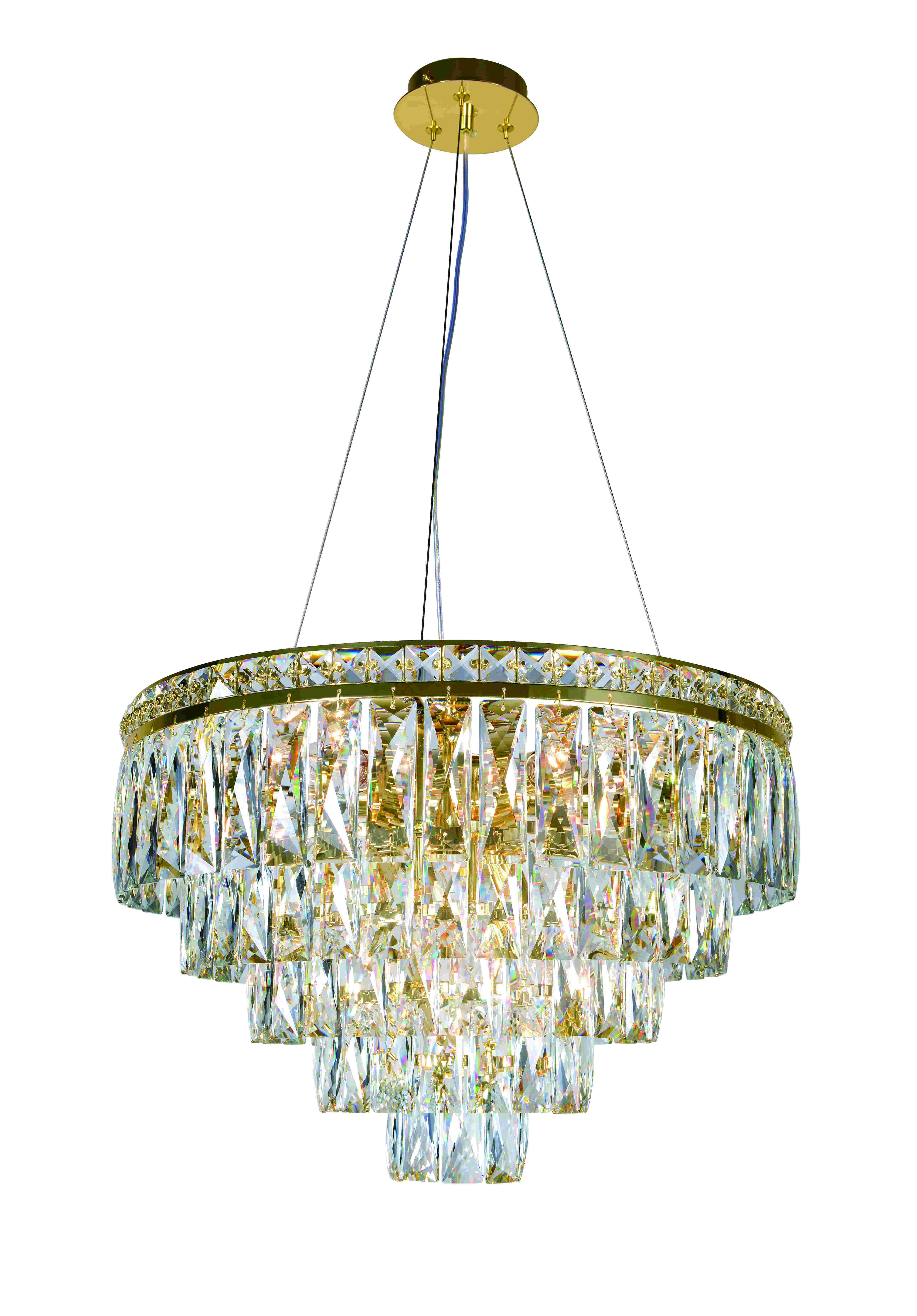 Люстра 500*400-800, 9*E14, 40W NewRgy Cristallo 2785E/9A GOLD+CLEAR, Золото+прозрачный