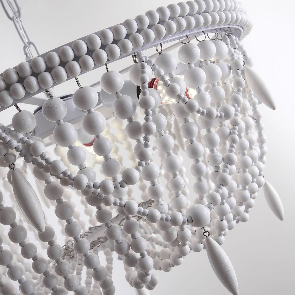 Подвесная люстра RH Anselme White Wood Weathered Chandelier 48*48*50 см, 3*E14*40W, ImperiumLoft 40.2087-0, Белый