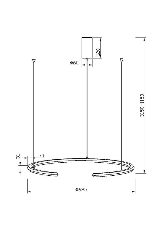 Подвесной светильник 62,5*62,5*315 см, LED, 20W, 3000К, Maytoni Motion MOD276PL-L20W3K белый