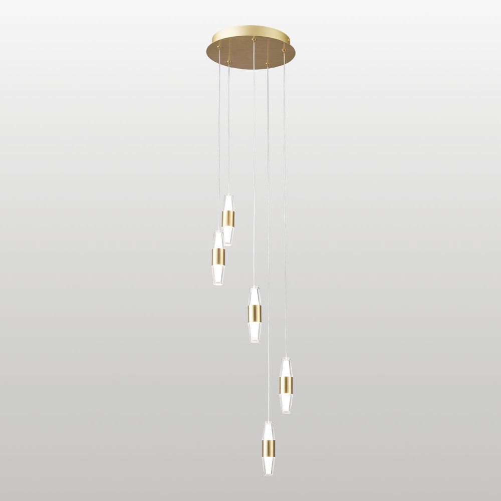 Люстра подвесная *25*80-150 см, 10*led*2W, 4000K, Lussole Hopkins LSP-7400, матовое золото