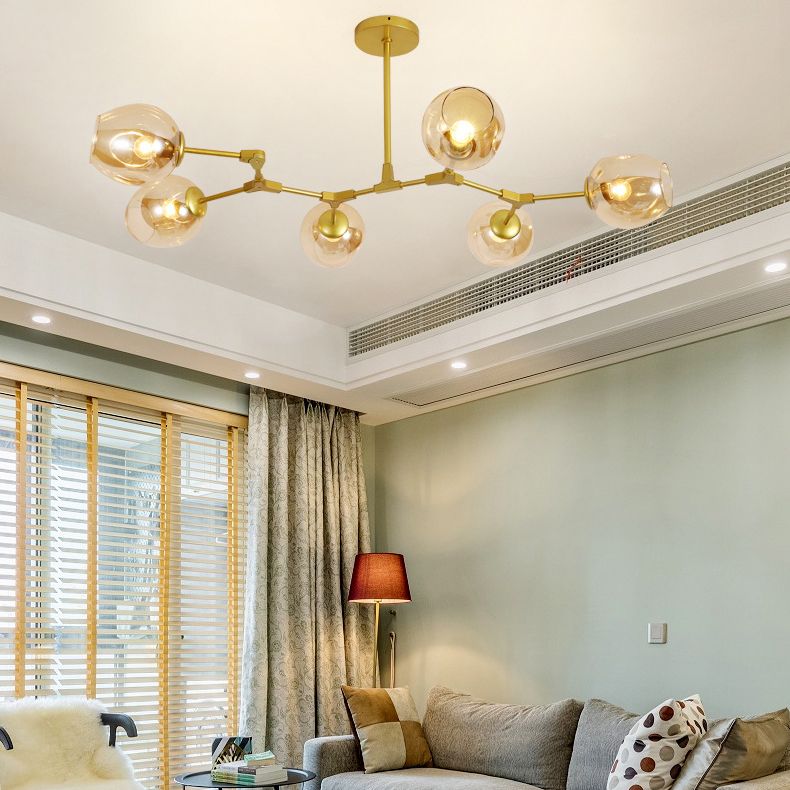 Люстра на штанге Адель Branching Bubble Chandelier L11 Black Amber 185*185*110 см, 11*E27*60W, ImperiumLoft 40,14, Чёрный