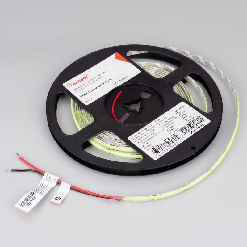 Лента COB-X544-8mm 24V Green (11.5 W/m, IP20, CSP, 5m), Arlight 032174(2). Цена указана за 5 метров. Продается кратно 5 метрам.