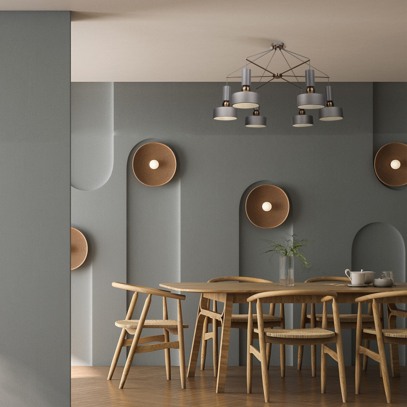 Подвесная люстра Maytoni Void MOD030PL-06GR серый, диаметр 94 см