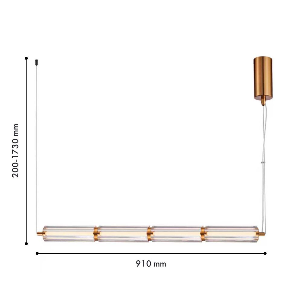 Подвесная люстра 90*6*20-173 см, 1*LED*14W, 3000K, Favourite Hexagoni 4777-4P, бронзовый