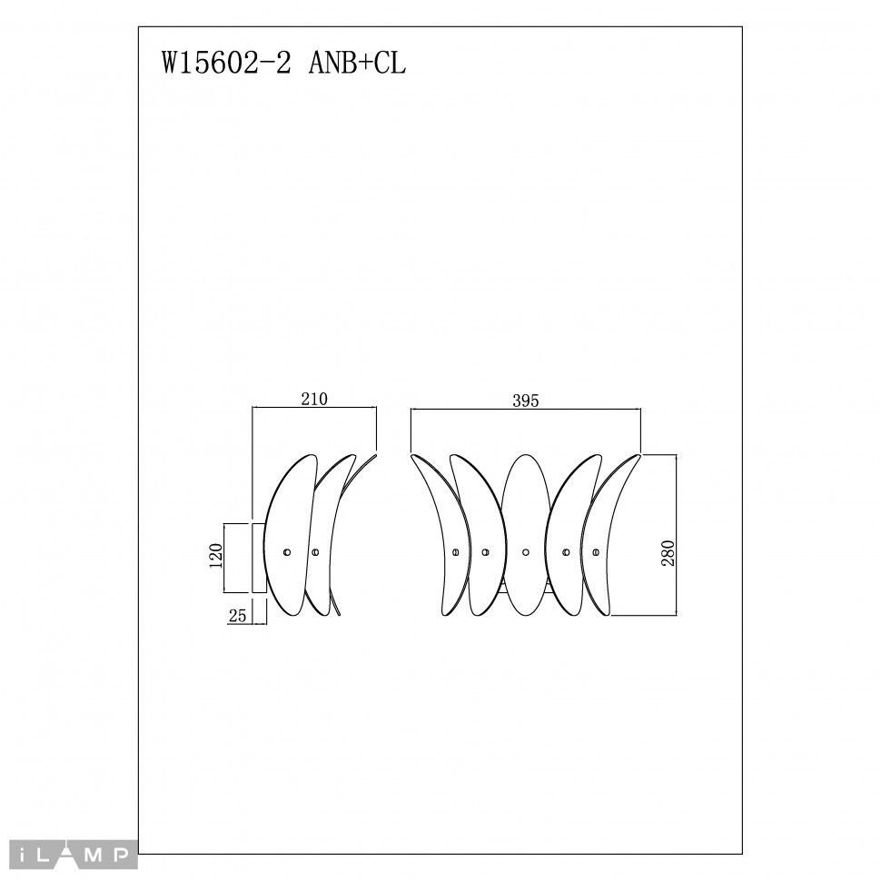 Бра 21-28 см, 2*Е14*120W, K, iLamp Gramercy W15602-2 ANB+CL, Золото