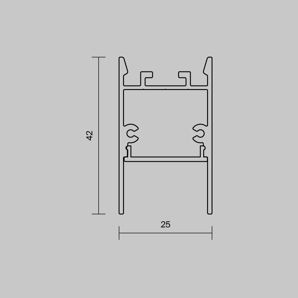 Алюминиевый профиль накладной-подвесной 25x42 (Черный, 2 м), ALM-2542-B-2M 633010, 200*3*4 см, Maytoni  633010, Черный