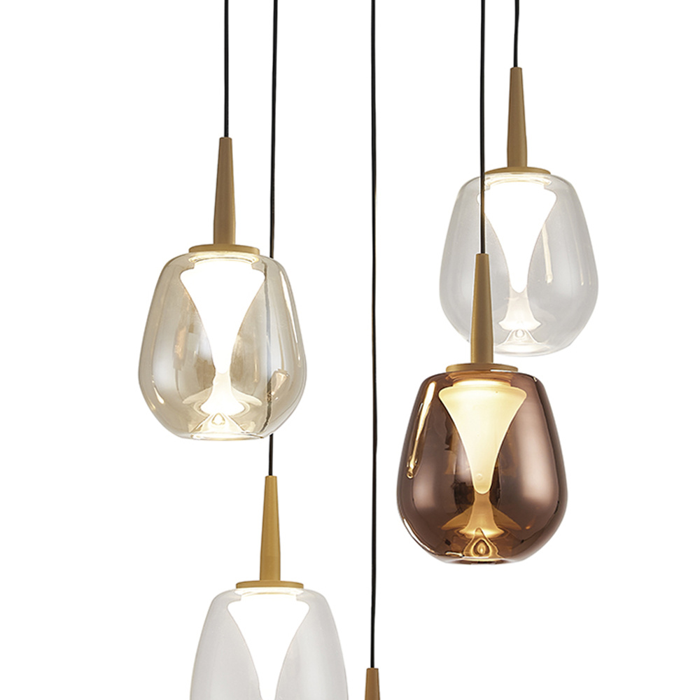 Люстра подвесная 35*211,2 см, 5*LED*5W, 3000K, Mantra Andromeda MAN8932+5PL (8942-8945), золотой