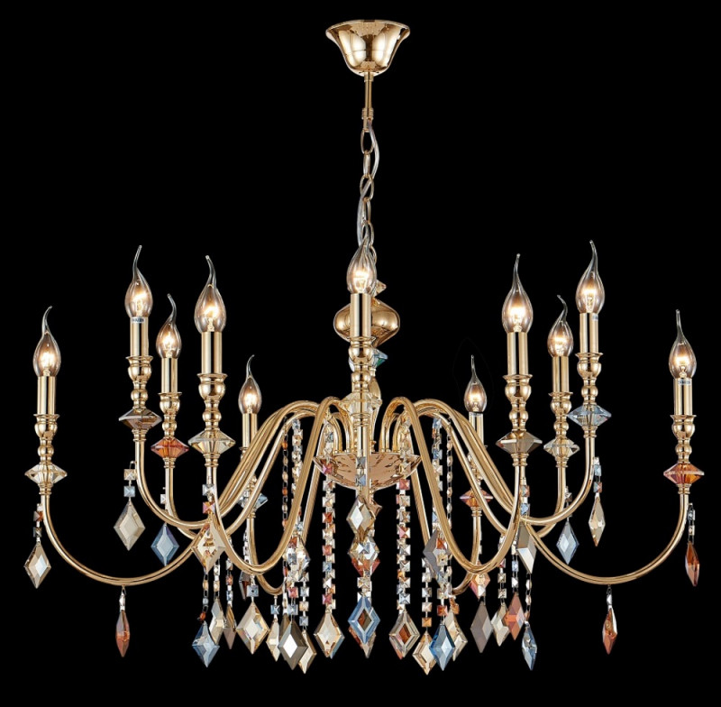 Люстра 90 см, Crystal Lux MERCEDES SP6+6 GOLD/COLOR Золото