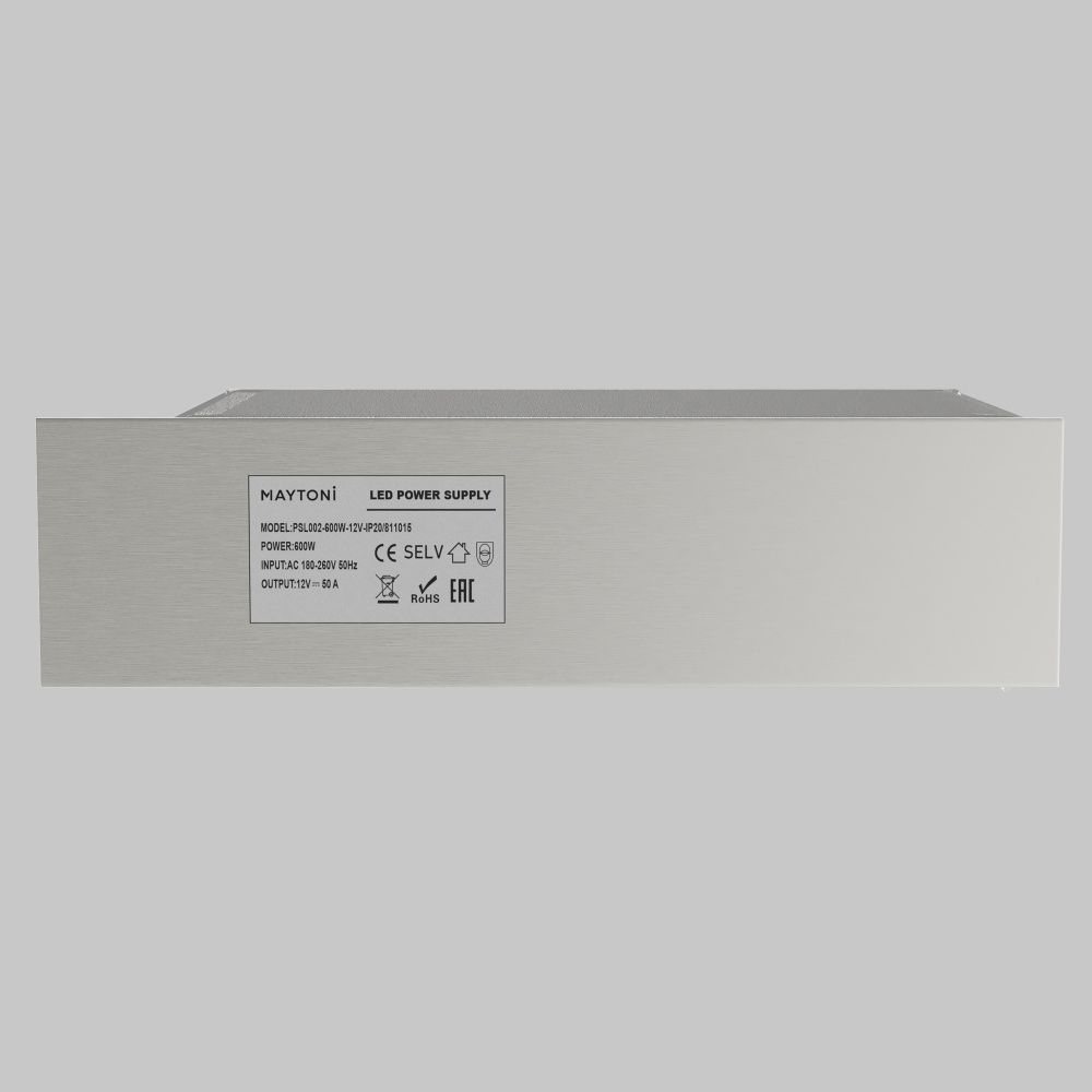 Блок питания PSL002 12V 600W IP 20 811015, 24*13*7 см, Maytoni Led Strip 811015, Серебро