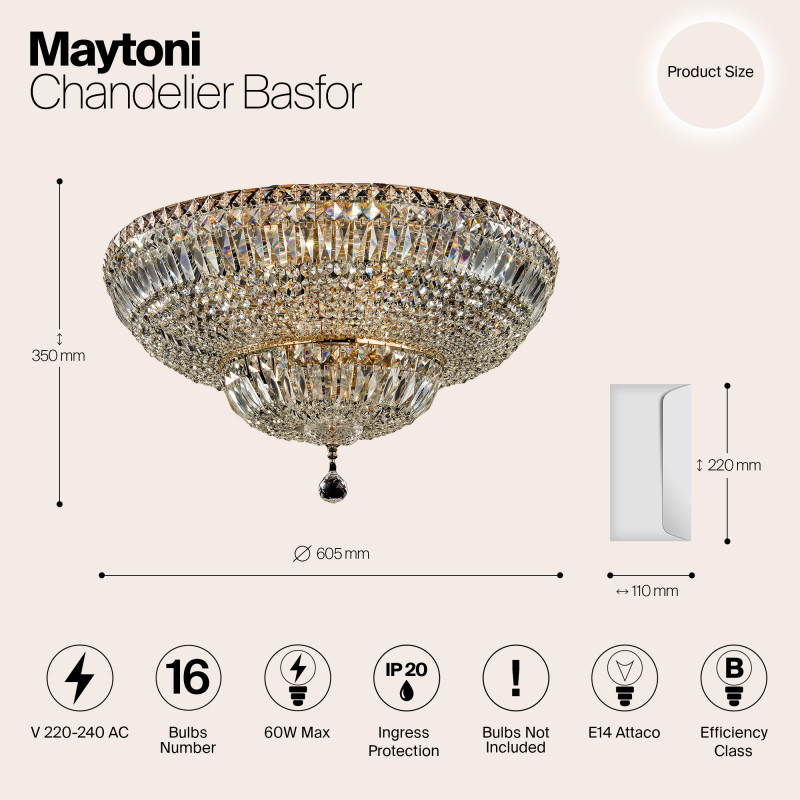 Люстра диаметр 61 см Maytoni DIA100-CL-16-G Золото