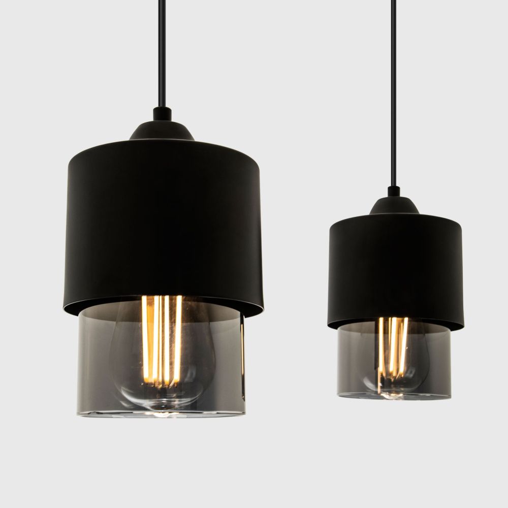 Подвесной светильник 40*12*80 см, Е 27 2x60W, Чёрный, Дымчатый MODEMODERN MD.0650.2