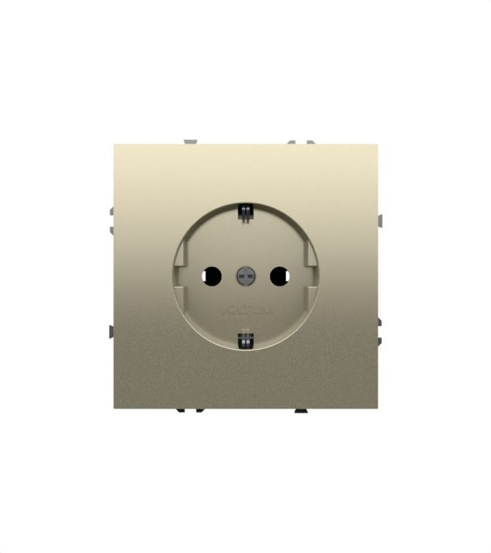 Розетка встраиваемая Voltum S70 с заземлением 16А, кашемир пластик Soft touch VLS040103