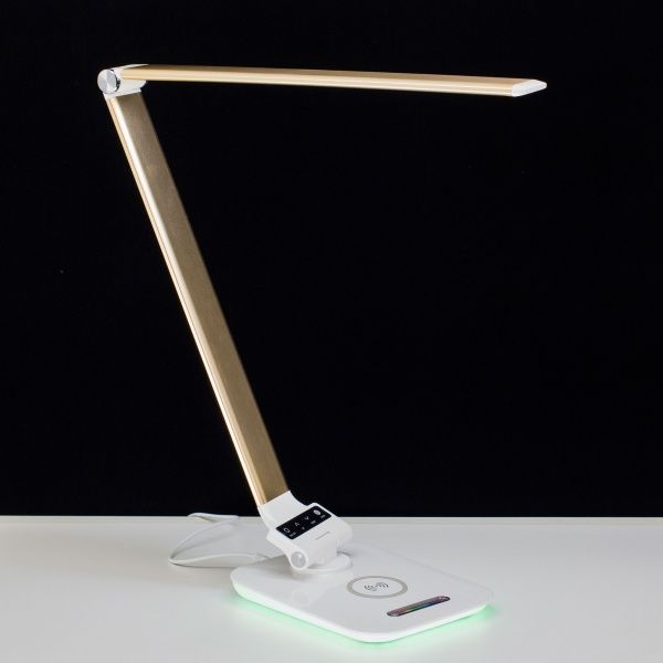 Светодиодная настольная лампа с RGB USB Qi Citilux Ньютон CL803012, золото