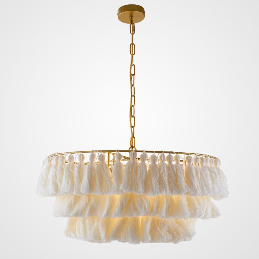 Подвесная люстра TASSEL Бежевый 61*61*35 см, 3*E27*60W, ImperiumLoft TASSEL01, Латунь