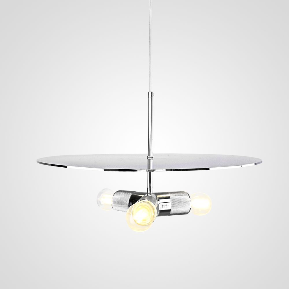 Люстра RH Utilitaire Disk Triple Pendant Silver 46*46*21 см, 3*E27*60W, ImperiumLoft 40.2341, Никель