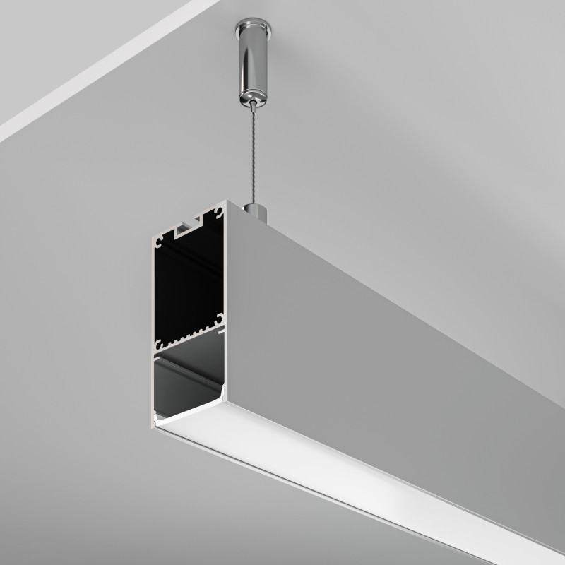 Алюминиевый профиль  Накладной 2000*35,6*66,8 мм для светодиодной ленты Maytoni Led strip Серебро ALM-3566-S-2M