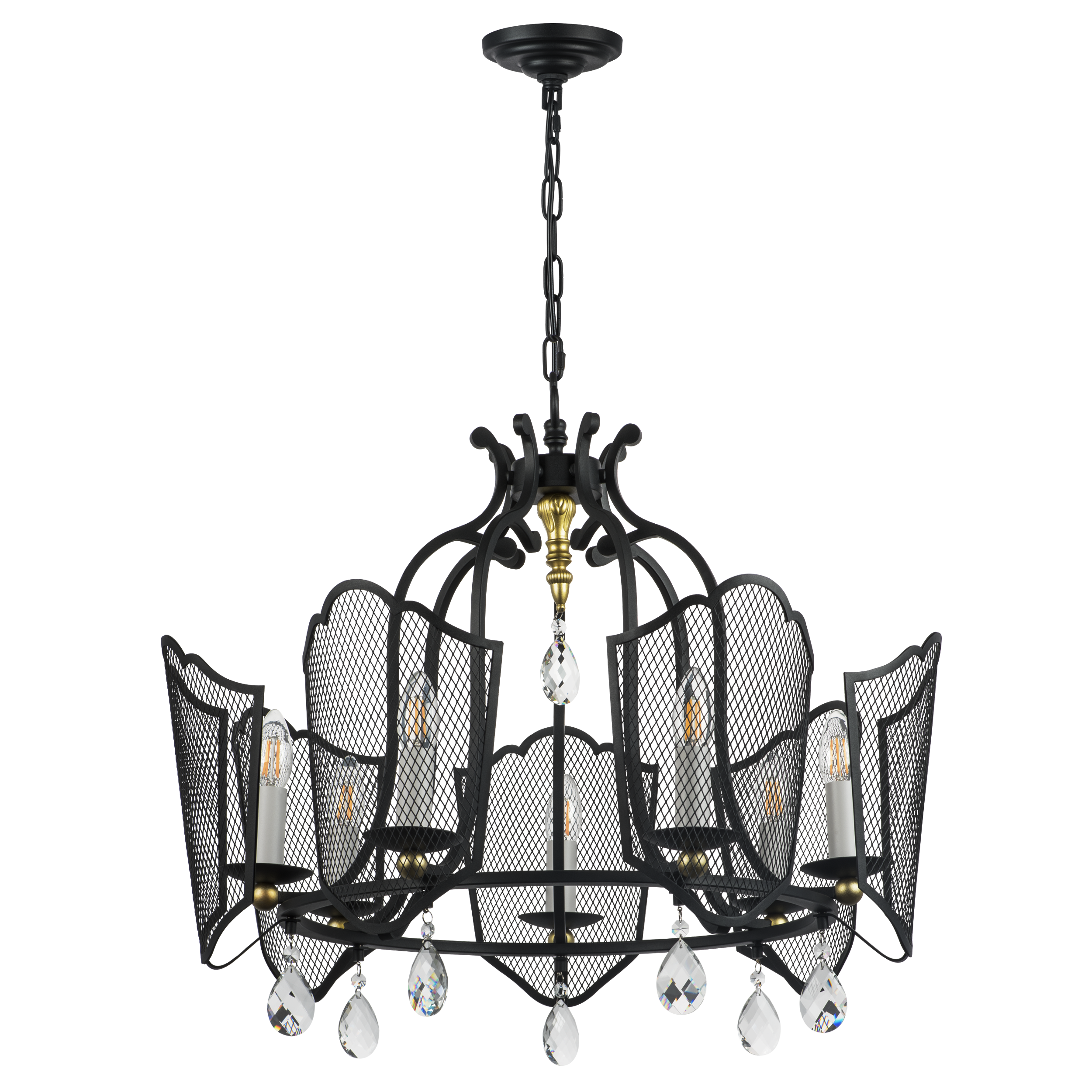 Люстра подвесная 7*16 см, 7*E14*42W, Золото; Черный Lightstar Castello 744077
