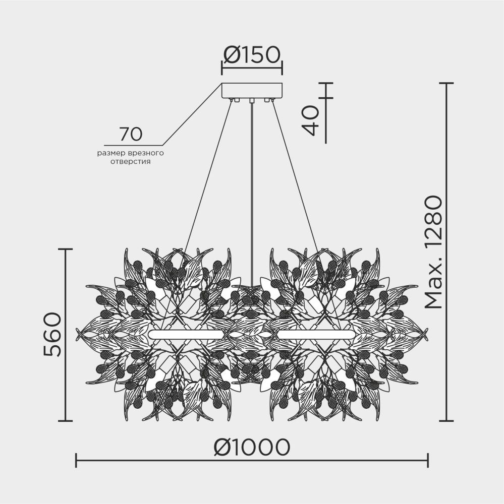 Люстра *100*56 см, Е14*40W, Modelux  ML.6808.1000P CR, Хром