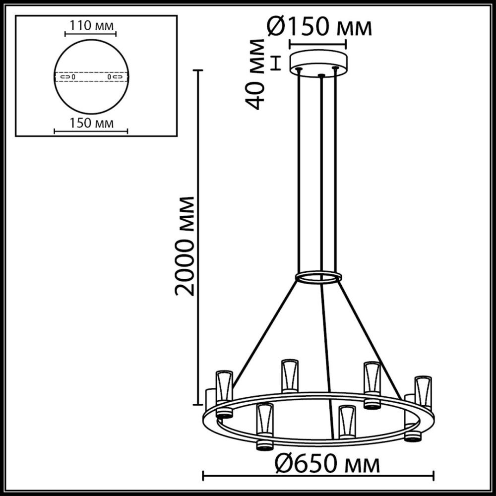 Подвесной светильник *65*200- см, 8*LED*45W, 3000K, Odeon Light Defance 7144/55L, бронзовый