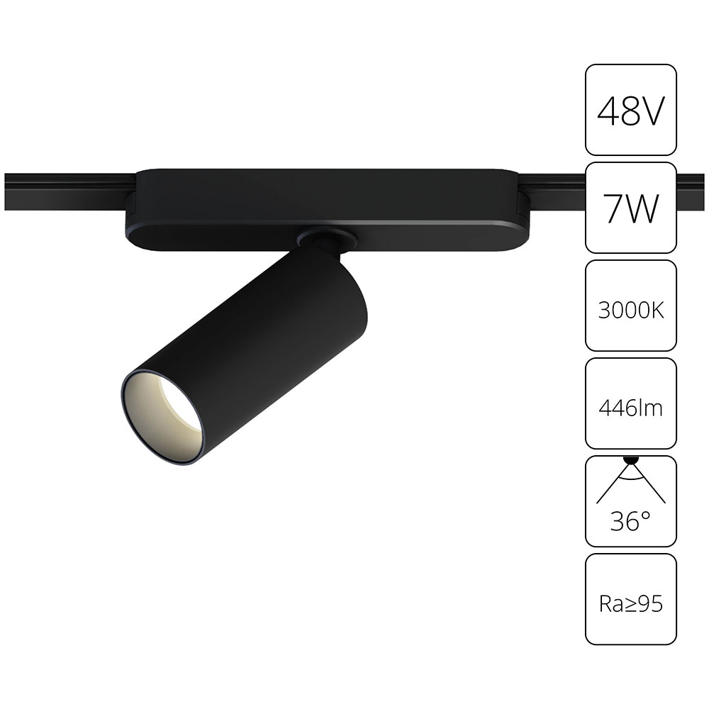 Трековый магнитный светильник 4 см, 7W, 3000K, Arte Lamp Rapid A1156PL-1BK, черный