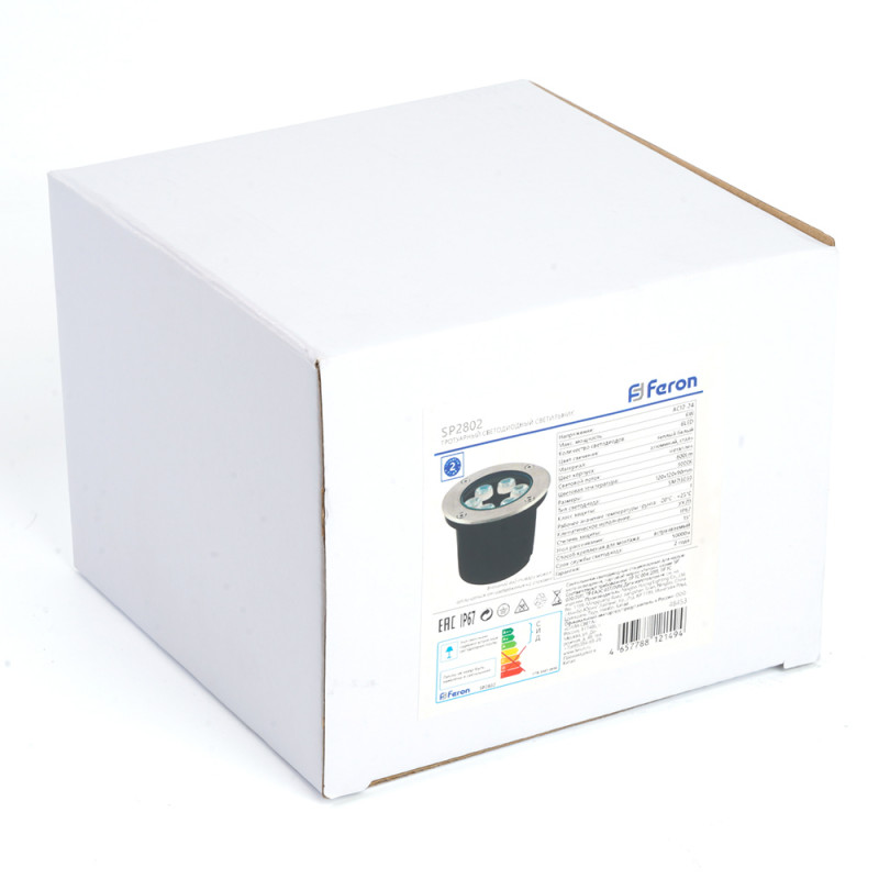 Светильник тротуарный, 3W, AC12-24V, 4000К, D100*H80mm, внутренний диаметр: 70mm, IP67, SP2801 Feron 48345