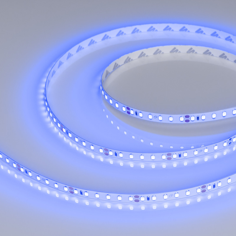 Светодиодная лента RT-A120-8mm 24V Blue (9.6 W/m, IP20, 5m) (Arlight, 9.6 Вт/м, IP20) 008783(2), цена за метр, катушкой по 5 м