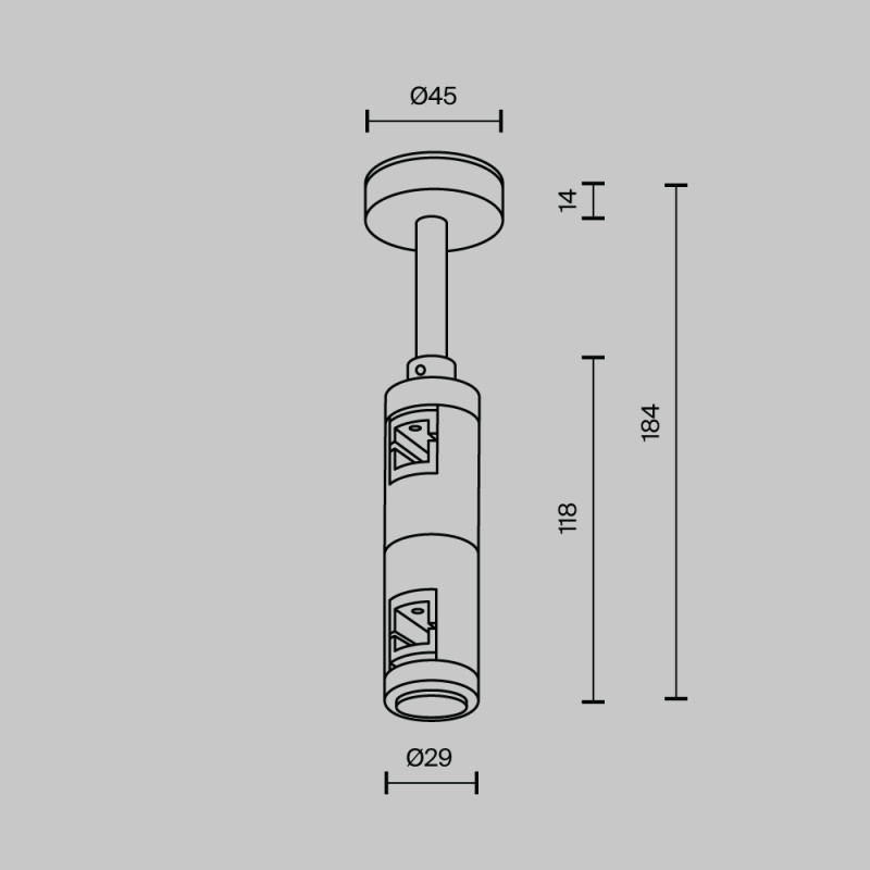 Подвесной комплект 2,9*2,9*18,4 см, Maytoni Technical Magnetic trаck system Flarity черный TRA156C-D1-B черный