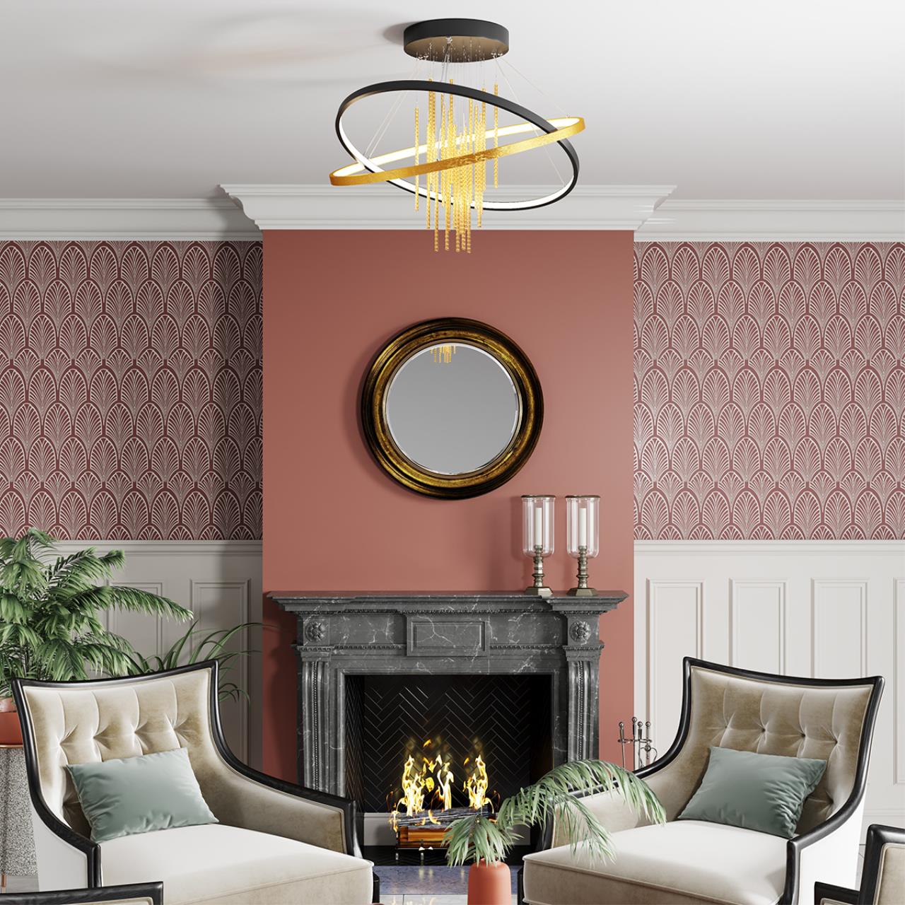 Светильник 60 см, 70W, 4000K Odeon Light L-vision Monica 3901/70CL, черный, золото