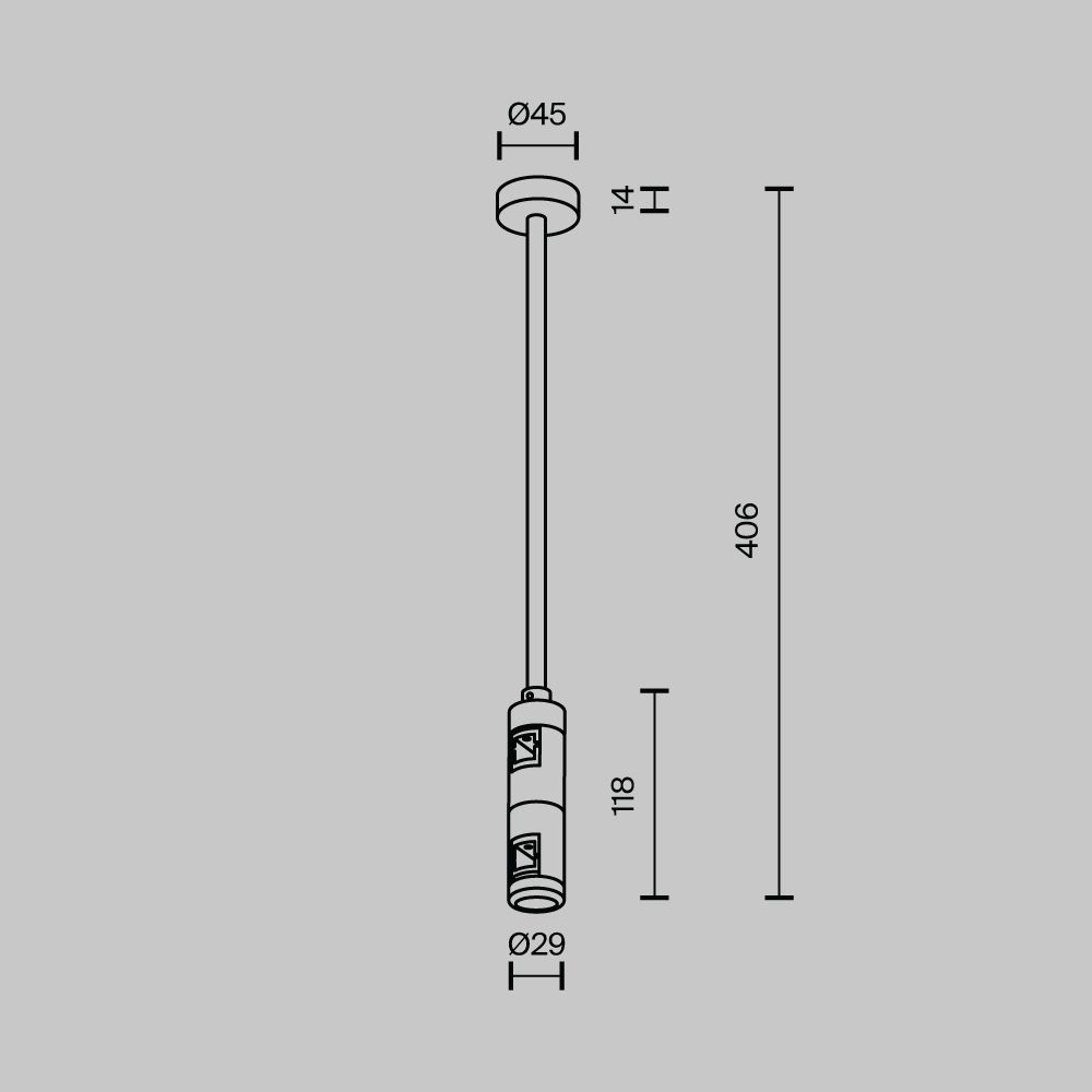 Комплектующие для трековой системы  TRA158C-D1-PT 4,5*2,9*-40,6 см, *Maytoni technical Accessories for tracks Flarity TRA158C-D1-PT, Платина
