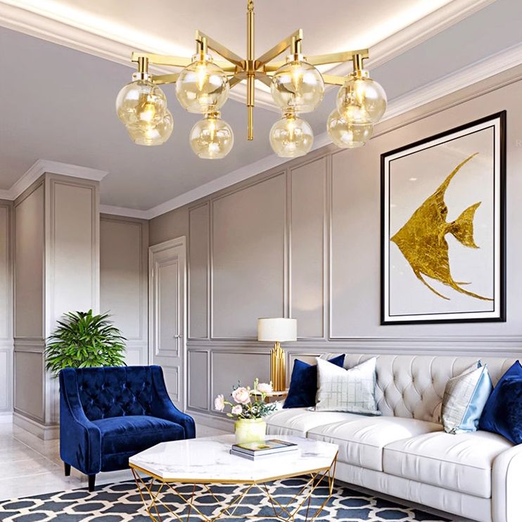 Подвесная люстра Carmella Globe PENDANT 10 40,5*48*48 см, 10*E14*40W, ImperiumLoft 40.1596, Латунь