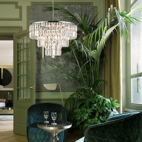 Подвесная люстра Vele Luce Fata VL3173P10, диаметр 60 см, хром