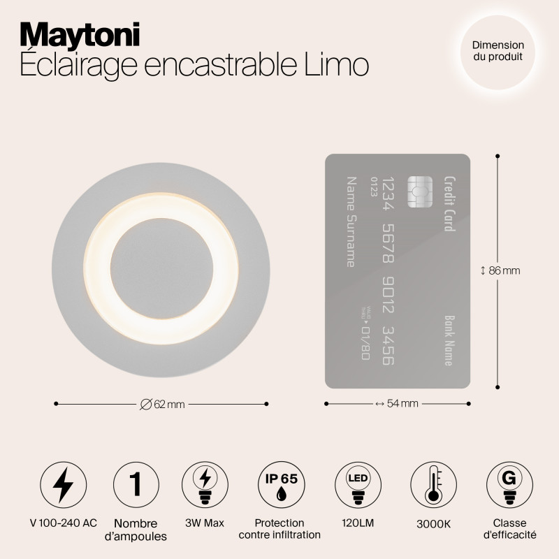 Уличный встраиваемый Maytoni Limo O037-L3W3K, 3W LED, 3000K, белый