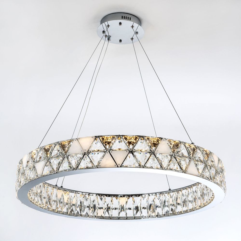 Подвесная люстра 80x50см, LED, 43Вт, 3000 / 6000K, Modelux ML.6982.800P CR Хром