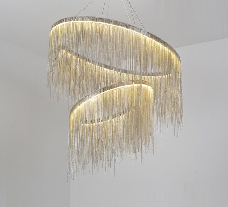 Светильник подвесной DZN-13130 СЕРЕБРО  D700+500/H2000/2/LED/120W/3000-6500K COVER