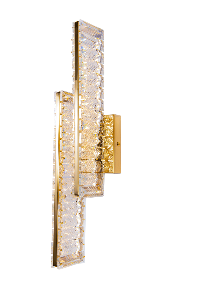 Бра W120 x H480, мм, 28W, GOLD+CLEAR (Золото + Прозрачный Хрусталь) NewRgy W2665E/28W GOLD+CLEAR