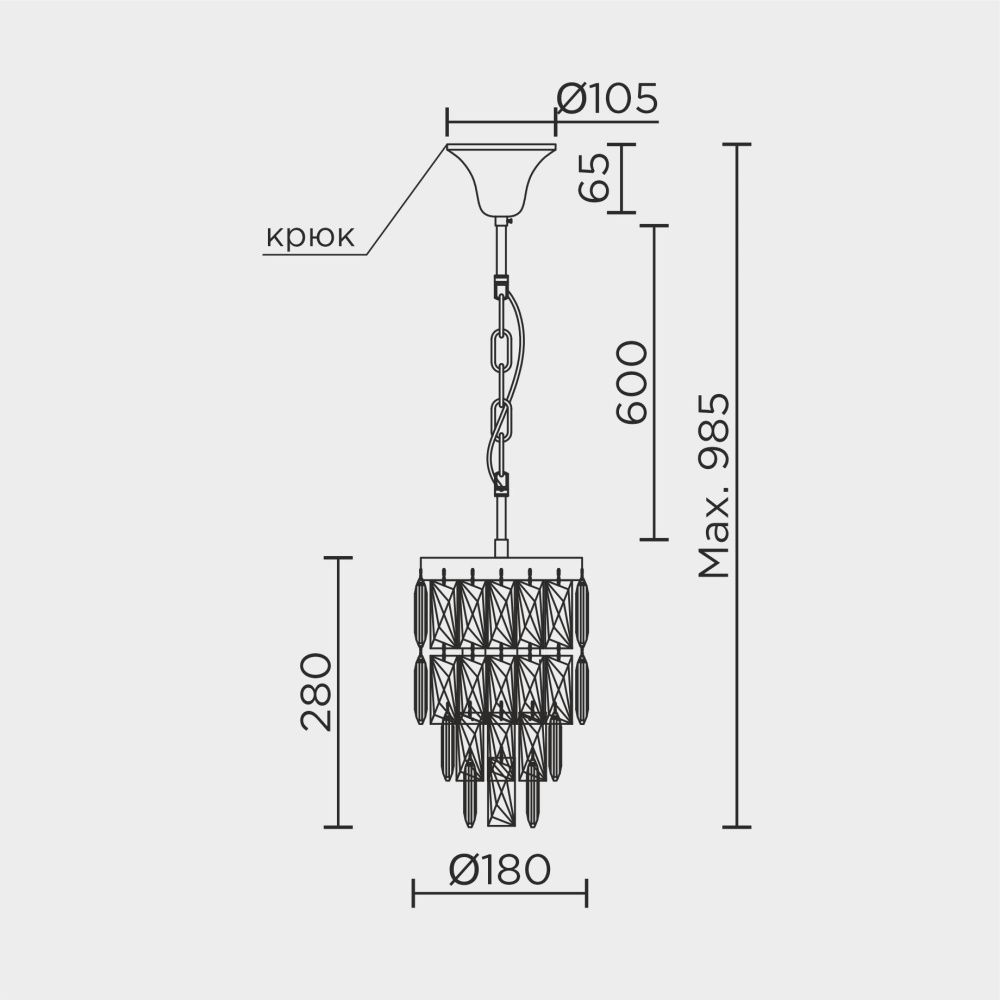 Подвесная люстра 28*28*100 см, Е14 2x40W, , Золото MODELUX ML.844.2 GD