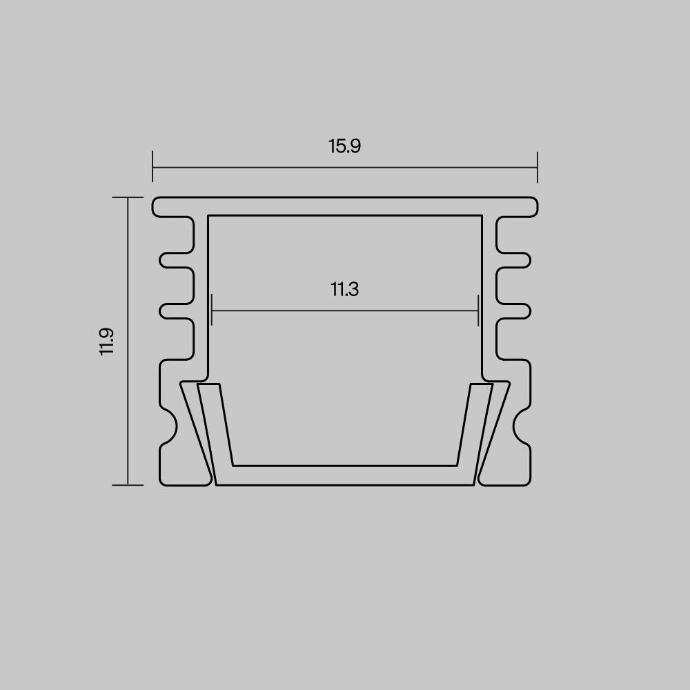 Алюминиевый профиль накладной 16x12 (Серебро, 2 м), ALM-005-S-2M 631012 Maytoni
