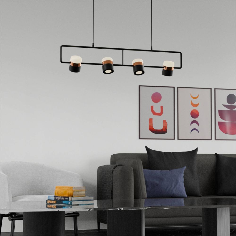 Светильник подвесной 90*20-200 см, 4*LED*6W, 3000-6000K, Lightera Rudolf LE114L-4B SMART, Черный