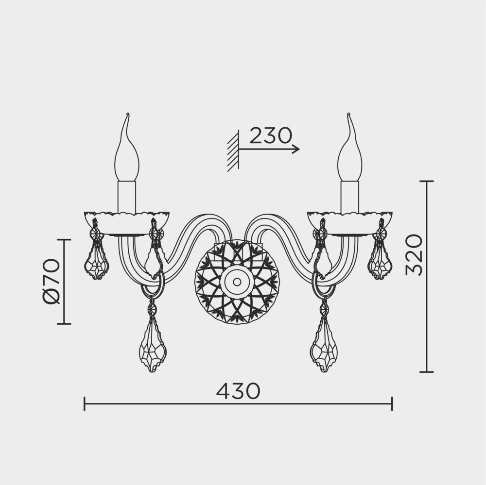 Бра 30*23* см, Е14 2x40W, , Золото MODELUX premium ML.7151.02P