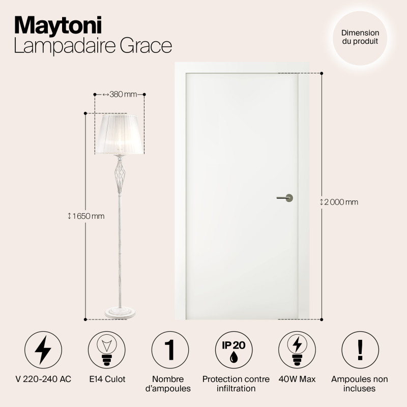 Торшер Maytoni ARM247-11-G Кремовое золото