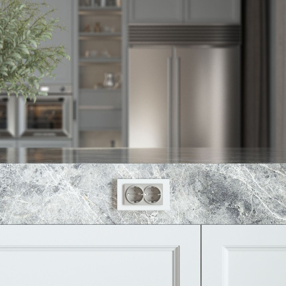 W1272004 Розетка двойная с заземлением, дымчатый Werkel, 4690389213960