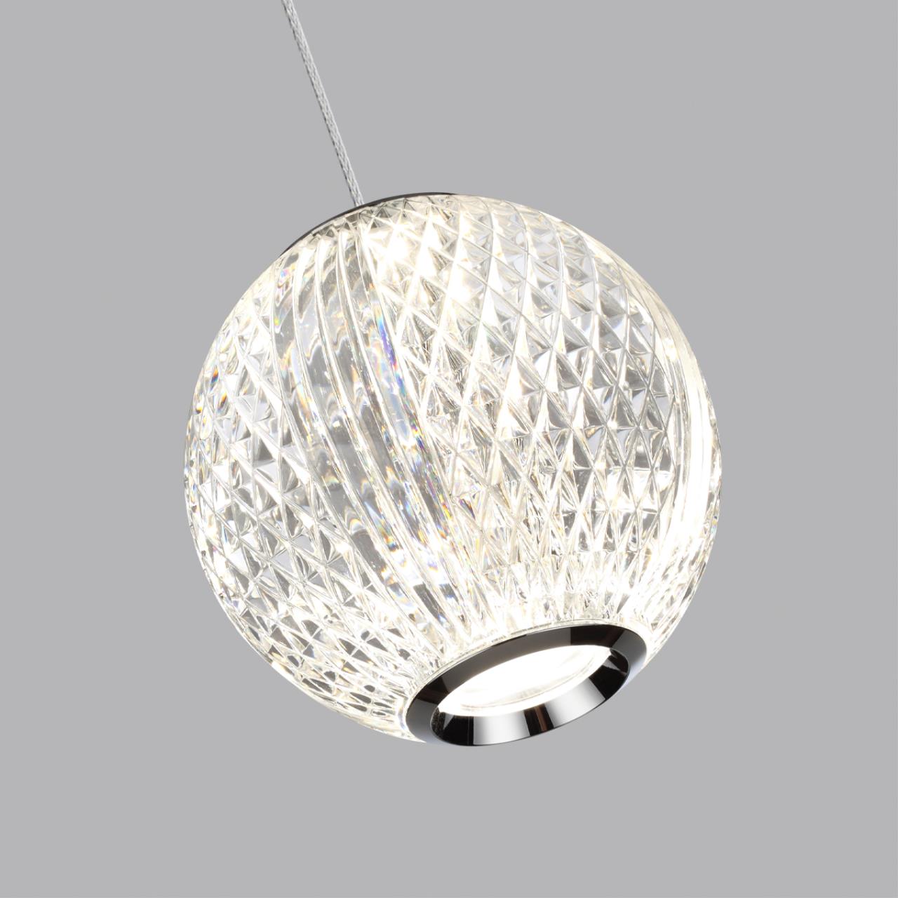 Подвес 11*11*263,5 см, 1 LED*5W, 4000 К, Odeon Light Crystal, хром 5007/5LA