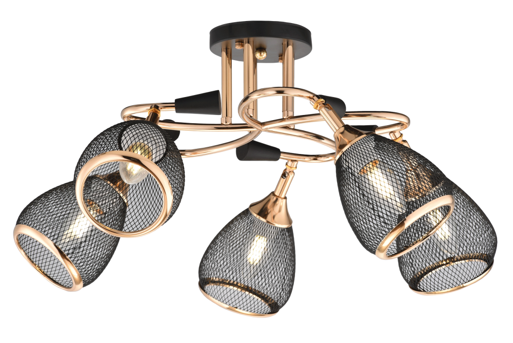 Люстра Ø640 x H240, мм, 5*40W (200W), FGD+BK (Золото+Чёрный) Rilon 5073/5 FGD+BK