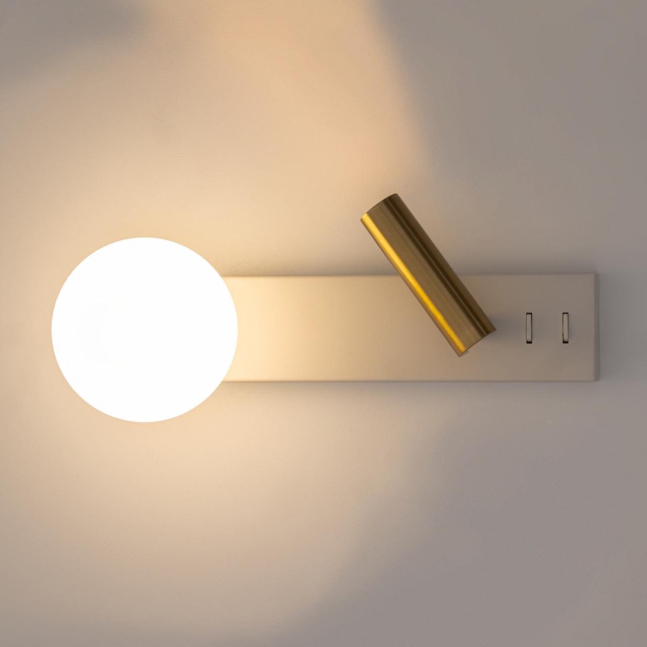 Бра 6*29 см, LED+G9, 10W, 3000K, 3 м2 Citilux Декарт CL704450 Белый+Бронза