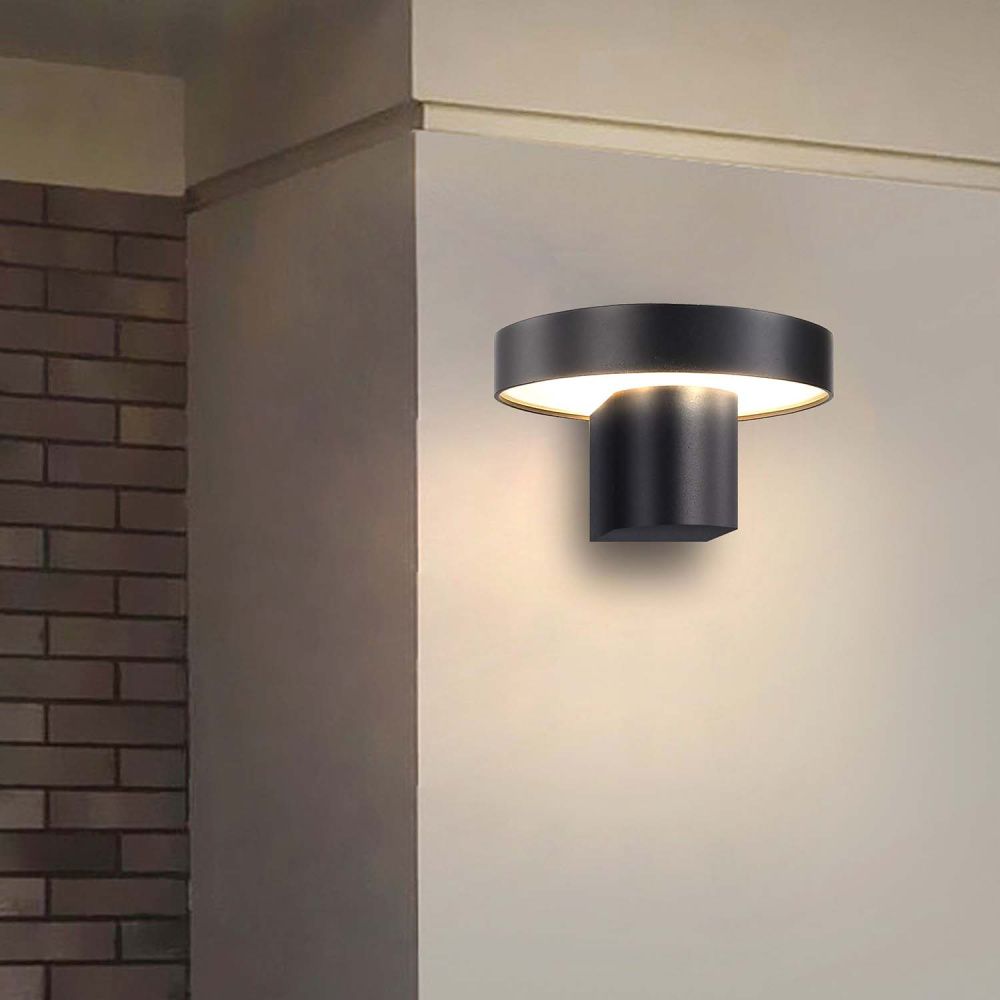 Уличный настенный светильник 14*7,5 см, 1*LED, 12W, 4000K, Favourite Grybas 4640-1W, черный матовый