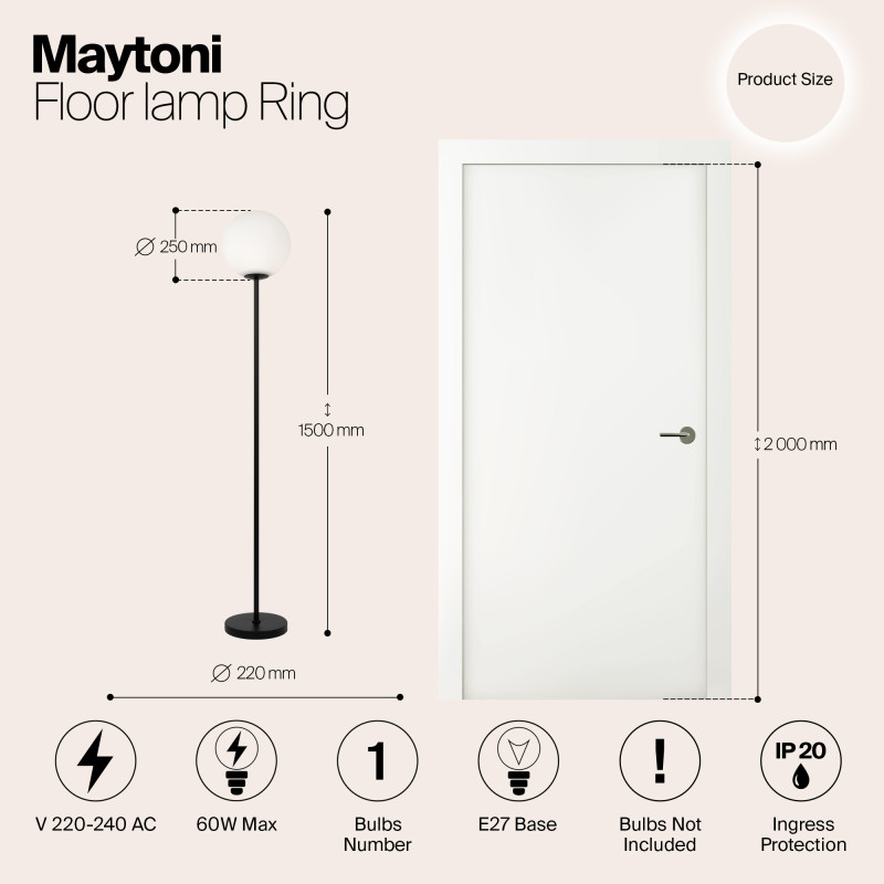 Светильник 155 см, Maytoni Ring MOD013FL-01B, черный
