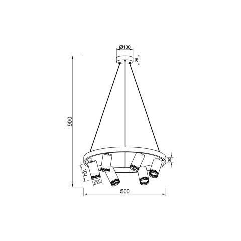 Подвесной светильник  50*90 см, 6*E14 черный Vele Luce Moto VL5784P06