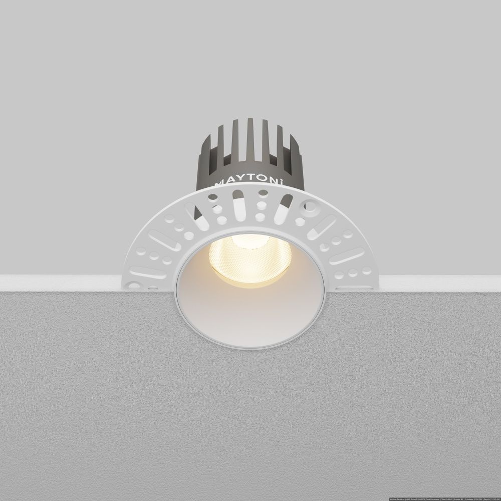 Встраиваемый светильник 9*8 см, вр 6 см, *LED*10W, 3000K, Maytoni Dip DL119-10W-3K-TRS-W, Белый