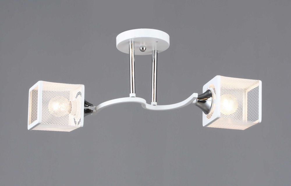 Люстра L510 x W165 x H195, мм, 2*40W (80W), WT+CH (Белый+Хром) Rilon 6398/2 WT+CR