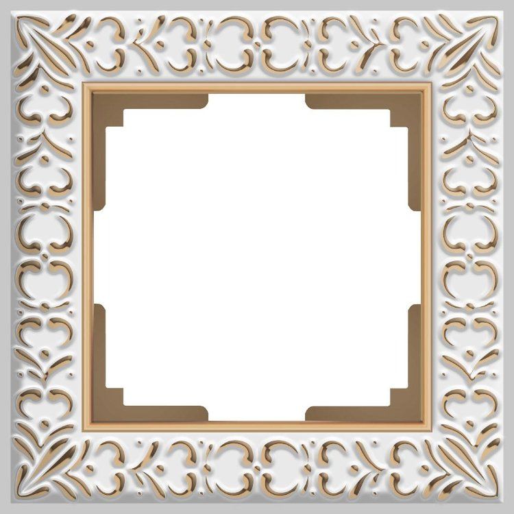 WL07-Frame-01/Рамка на 1 пост (белое золото), 4690389099175